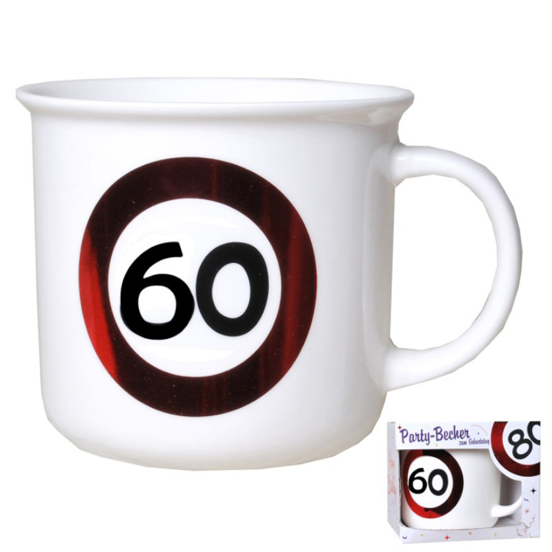 Udo Schmidt Becher Jahreszahl 60 Porzellan 350 ml originelle Geburtstags-Tasse zum 60 Geburtstag